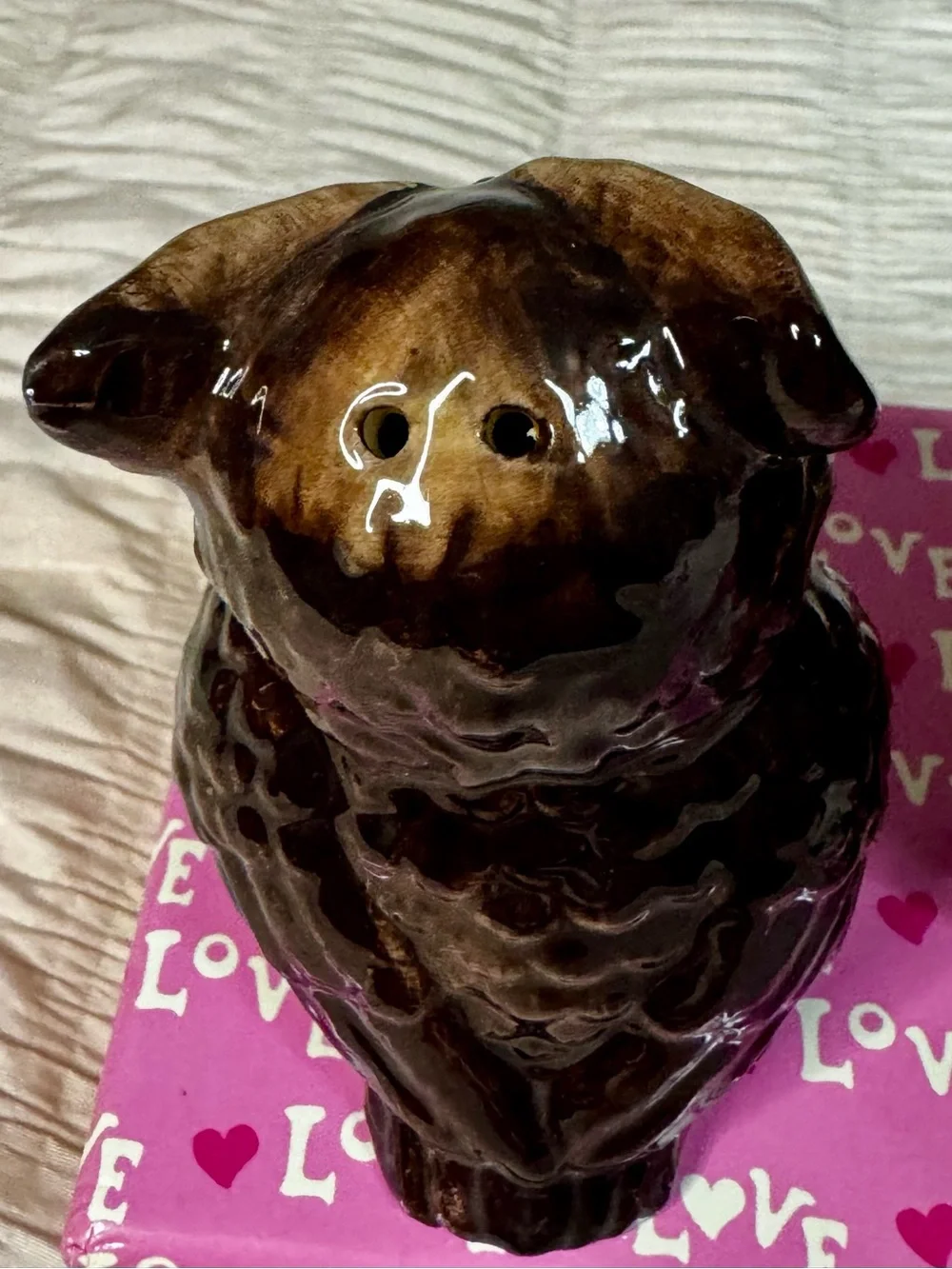 Cracker Barrel Brown Owl Stoneware Salt & Pepper Set